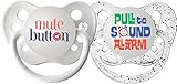 Ulubulu Expression Pacifier Set, Unisex, Mute Button and Pull to Sound Alarm, 0-6 Months