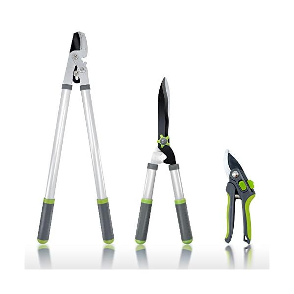 Hortem Gartenschere Set 3 STÜCKE, Scharfe Astschere 72cm, Professionellen Heckenscheren 58cm, Bypass-Baumschere