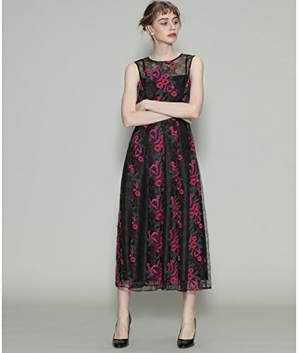 Amazon グレースコンチネンタル Grace Continental チュールフラワー刺繍ワンピース ブラック 36 ワンピース チュニック 通販