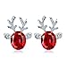 Crystal Gemstone Earrings Luxury Three Dimensional Christmas Reindeer Elk for Women Girls Fashion Jewelry Ear Studs Party Favors Accessories Decorations Decors Earrings (Red)