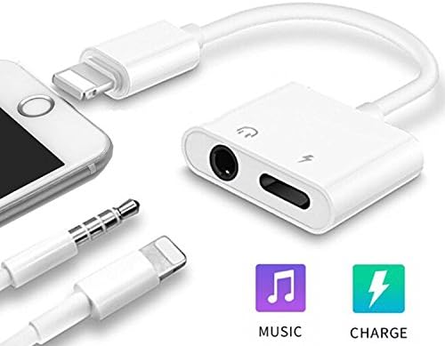 Masfee Lightning to 3.5 mm Headphone Jack Adapter, Masfee 2 in 1 iPhone Earphone Headphone and Charge Aux Adapter Splitter for iPhone X/8/8Plus/7/7Plus