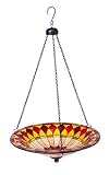 Evergreen Garden Tiffany-Inspired Hanging Glass Bird Bath Bowl - 13.5"L x 13.5" W x 22.75" H