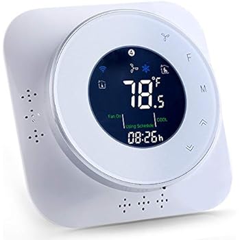 Smart Wifi Thermostats for Home - Programmable Thermostat that Works with Alexa Google Home IFTTT, Remote Control Digital Temperature Controller,24V Wireless Heat Pump Thermostat for House (White)