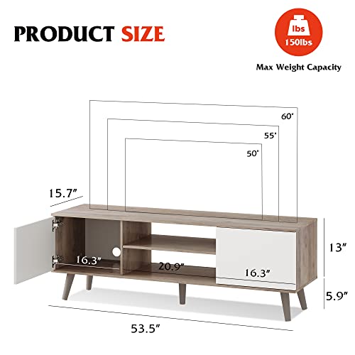 WLIVE TV Stand for 55 60 inch TV, Boho Entertainment Center with