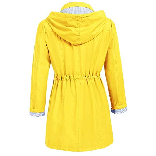Clearance!GREFER Women's Solid Rain Jacket Outdoor Hoodie Waterproof Hooded Raincoat Windproof Coats