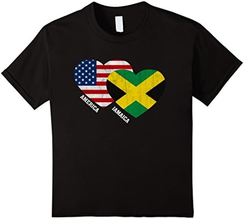 Kids Jamaica Flag T-Shirt Jamaican American Flag Tee Shirt 8 Black
