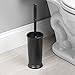 mDesign Modern Plastic Bathroom Storage and Cleaning Accessory Set - Includes Toilet Plunger, Bowl Brush, 3-Roll Toilet Paper Canister with Lid, Wastebasket Trash Can/Garbage Bin - 4 Pieces - Black