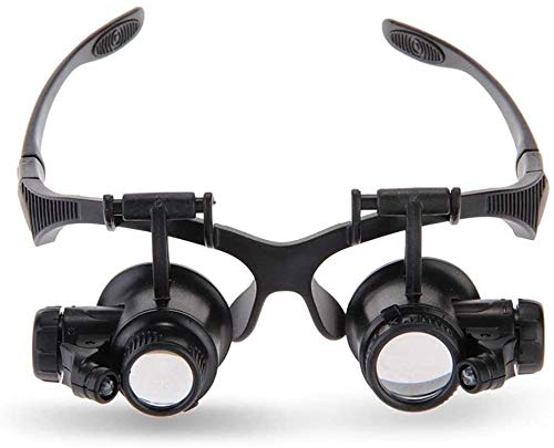 Headband Magnifying Glass Jewelry Loupe Clock Watch Repair Loupe Glasses Magnifier 10X 15X 20X 25X Head Magnifying Glass LED Illumination Eyes Jewelry Eyeglass Watchmaking Tools Magnifier Glasses