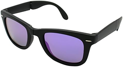 Zerkso 4105 "Colours" Mens Foldable Wayfarer Polarized Black Matte Frames Purple Lens