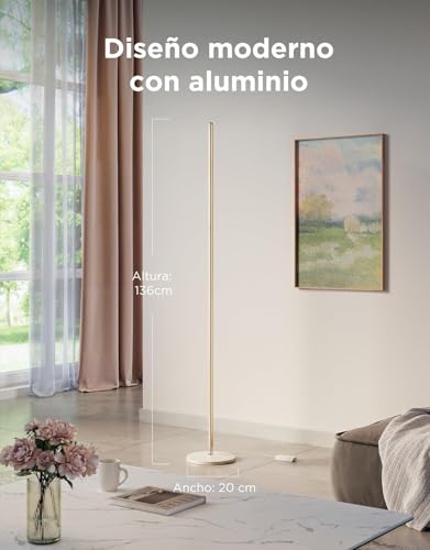 Govee Modern Floor Lamp, RGBIC LED Lamp Works with Alexa, Google Assistant, Matter, 16 Million Colors DIY and 61 Scene Modes for Bedroom, Gaming Room, Gold