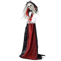 Haunted Hill Farm 65-in. Animated Moaning Skeleton Bride Prop | Flashing Red Eyes | Indoor or Covered Outdoor Halloween Decoration | Battery-Operated | HHBRIDE-1FLSA Haunted Hill Farm 65-in. Animated Moaning Skeleton Bride Prop | Flashing Red Eyes | Indoor or Covered Outdoor Halloween Decoration | Battery-Operated | HHBRIDE-1FLSA