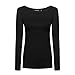 OThread & Co. Women's Long Sleeve T-Shirt Scoop Neck Basic Layer Stretchy Shirts (Large, Black)