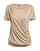 Zeagoo Women's Scoop Neck Long Sleeve Pleated Front Fitted Blouse,XX-Large,Beige