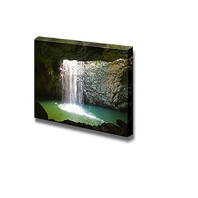 Canvas Prints Wall Art - The Waterfall at Natural Arch in Springbrook National Park,Australia | Modern Home Deoration/Wall Art Giclee Printing Wrapped Canvas Art Ready to Hang - 12" x 18"