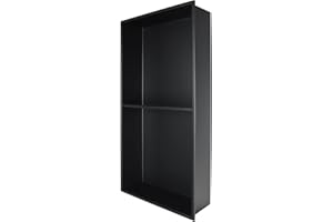 BATHLAVISH No Tile Shower Niche, Stainless Steel Wall Niche 12"X24", Two-Tier Bathroom Shelf, NO Tile Needed Recessed Niche Shower for Bathroom Storage, Matte Black