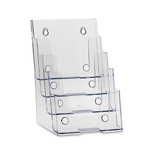 Dazzling Displays Clear Acrylic 4-Tier Brochure Holder for 6"W x 9"H - Half-Page Material (4-Pack) - Thumbnail 3