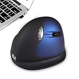 ev. Wireless Ergo Vertical Mouse, Rechargeable Laser Ergo Gaming Mice 2500 DPI Adjustable for Laptops and PC, 7 Colors Breathing Light, 6 Buttons, Large Version, Right Hand