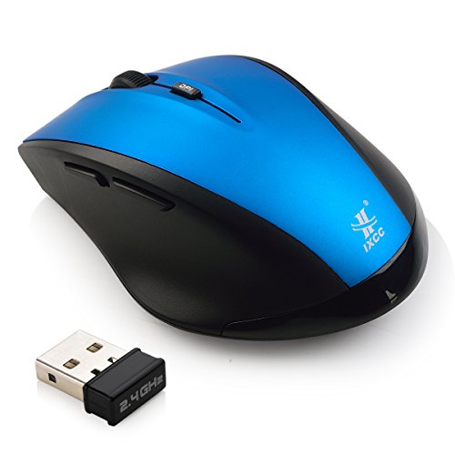 iXCC Wireless Mouse 2.4GHz 1600 DPI 6 Buttons Ergonomic Optical Mouse with Nano USB Receiver for PC, Mac, Netbook, Laptop or More - Blue