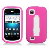 ZTE Avail 2 Z992 (AT&T) Layer Case, 3 in 1 w/Stand Hot Pink Skin+White Cover