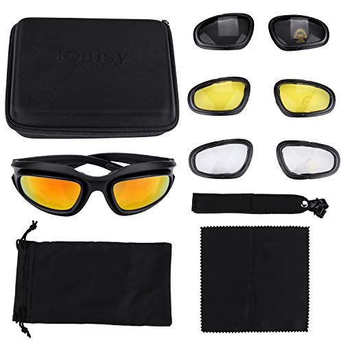 Polarized Riding Glasses Motorcycle Goggles Sunglasses Ski Goggles Snowboard Goggles Padded Black Frame with 4 Lens Kit for Outdoor Activity Sport - Thumbnail 6