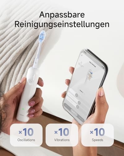 Laifen Wave Pro Electric Toothbrush, 60° WaveMotion & 66,000 Vpm for Deep Cleaning, 70 Day Battery, Pressure Sensor & App Customizing, Seamless Design Ideal for Travel, Includes 2 Pro Heads (ABS White)