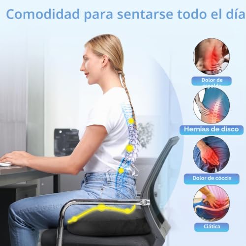 HOMCA Cushion for Coccyx Foam Hemorrhoids Cushion, Office Chair Cushion, Anti-decute Cushion for Office Seats, Wheelchair, Non-Slip Bottom, Washable Cover, Black