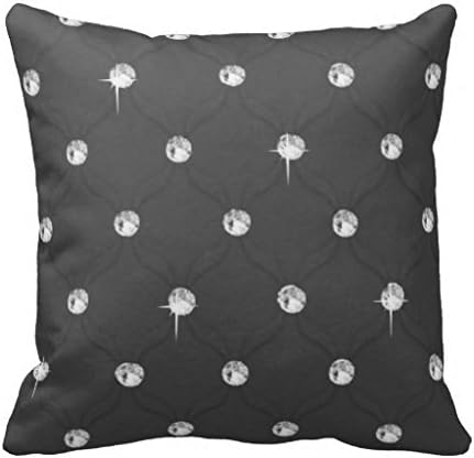 Diamond White Ice Bling On Black Throw Pillow Case 18" * 18"