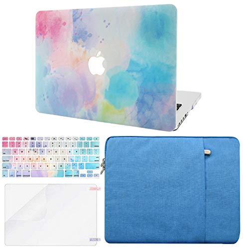 KEC Laptop Case for Old MacBook Pro 13" (CD Drive)  w/ Keyboard Cover + Sleeve + Screen Protector (4 in 1 Bundle) Plastic Hard Shell Case A1278 (Rainbow Mist 2)
