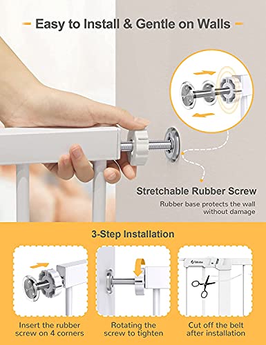 RuiHhome Auto Close Safety Baby Gate, Maximum Width is 143cm Including 10 20 30cm Extension Rack, Dog Gate for Stairs，Extra Wide Child Gate