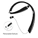 Foldable and Retractable Neckband Wireless Bluetooth Headset with Microphone - Black