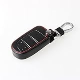 9 Moon Leather Car Key Chain Key Case For Dodge Journey 2012 2013 2014-Black With Red Line