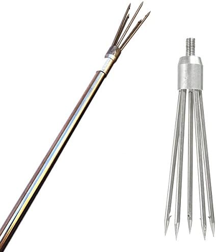 Stainless Steel Round Shaped 5 Tine Harpoon Barbed Salmon Ice Fishing Equipment