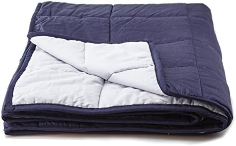 Weighted Blanket Sensory Solutions for Adults and Kids | Size Large 15 lbs 48” X 72” Navy Blue | Deep Pressure for Sound Sleep and Natural Stress Relief from Anxiety related to Autism, PTSD, Insomnia