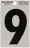 The Hillman Group 840796 3-Inch Black on Silver Reflective Square-Cut Mylar House, Number 9