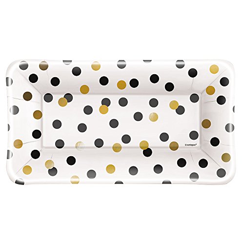 Foil Chic Black & Gold Polka Dot Appetizer Plates, 8ct