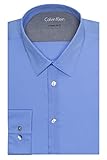 Calvin Klein Men's Stretch Xtreme Slim Fit Solid Point Collar Dress Shirt, Blue Ice, 16