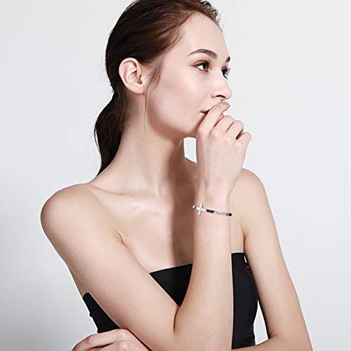 MEALGUET Pulsera De Cruz Negra Con Cita Religiosa, Con Texto De La Biblia Cristiana, Con Texto En Inglés "Cita Religiosa", Para Hombres, Para El Amado Marido, I Can Do All Things