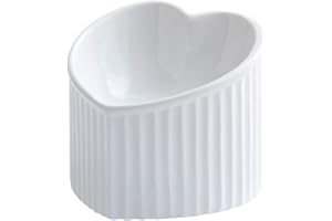 HCHLQLZ White Ceramic Raised Cat Bowls, Tilted Elevated Food or Water Bowls, Stress Free, Backflow Prevention, Dishwasher and Microwave Safe, Lead & Cadmium Free