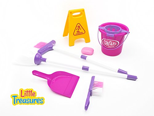 Little Helper - Complete Cleaning kit Pretend Toy Set for Kids 3+ Contains a Full Range of Cleaning Supplies Including a Fully Functional Water Bucket, a Duster and Brush and a 'Wet Floor' Sign