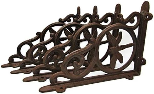 Cast Iron Shelf Brackets Braces Dragonfly 9 X 6.5 Inch Rustic Style Set Of 4