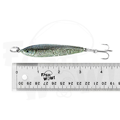 10pcs Silver Anchovy 1oz Fish Bait Jig with Treble Hook Fish WOW