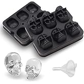 Large Whiskey Ice Ball Mold Skull, A Set 6 Large Sphere Ice Cube Molds, 2.3x2.3 Inch Large Round Ice Cube Molds, Large Ice Cu