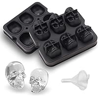 3D Skull Ice Mold Trays In 6 Capacities,Easy Release And Reusable Silicone Molds,Cute And Funny Ice Skull For Whiskey…
