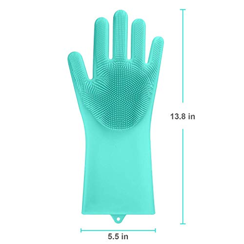 image for Maxtry 1 Pair Magic Silicone Gloves with Wash Scrubber, Reusable Brush