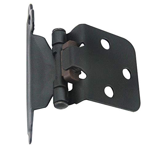 Hardware 1/2 Inch Face Mount Self Closing Variable Overlay Black Kitchen Door Cabinet Hinges, 50 Pack(25 Pairs)