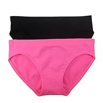 Fruit of the Loom Big Girls' Seamless  Bikini Brief, Neon Pink/Black, Medium(Pack of 2)