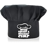 AGMDESIGN Funny Chef Wear, Funny Chef Hat, Never Trust A Skinny Chef, Adjustable Kitchen Cooking Hat for Men & Women Black, Mother's Day/Father's Day/Birthday Gift for Him, Her, Mom, Dad, Friend