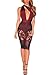 Women Bodycon Lace Dress Sexy V Neck Halter Strap Sleeveless Backless Bandage Cocktail Evening Mini Pencil Party Suit Burgundy