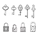 KISSITTY 50pcs Antique Silver 10 Styles Vintage Skeleton Small Key & Lock Charms Collection 10-21.5x6.5-10mm for DIY Jewelry Craft Making