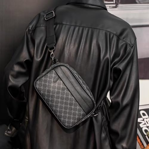 Hjkiopc Men's Shoulder Bags, Multifunctional Shoulder Bag, Vintage Shoulder Bag for Men, Business Bags, Small Waterproof Leisure Backpack, for Work, Travel (Black)